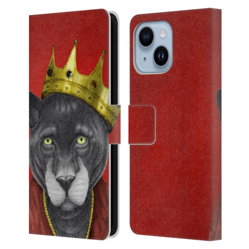 Barruf Animals The King Panther Leather Book Wallet Case Cover For Apple iPhone 14 Plus
