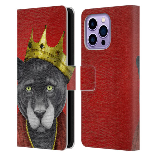 Barruf Animals The King Panther Leather Book Wallet Case Cover For Apple iPhone 14 Pro Max