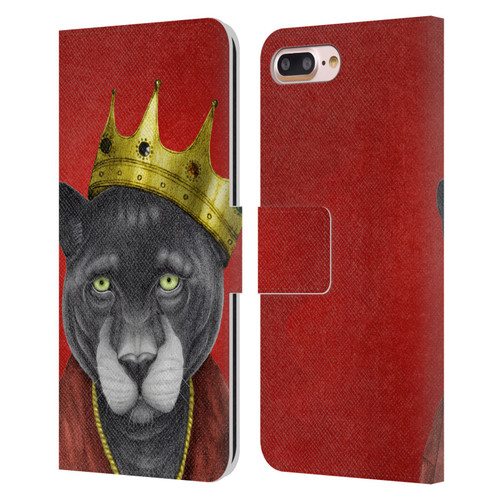 Barruf Animals The King Panther Leather Book Wallet Case Cover For Apple iPhone 7 Plus / iPhone 8 Plus