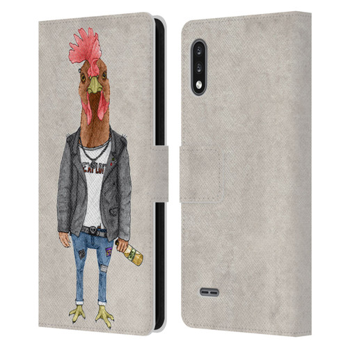 Barruf Animals Punk Rooster Leather Book Wallet Case Cover For LG K22