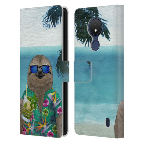 Barruf Animals Sloth In Summer Leather Book Wallet Case Cover For Nokia C21