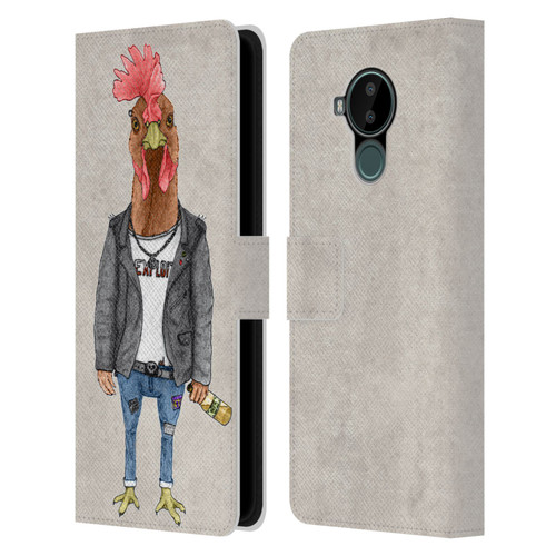 Barruf Animals Punk Rooster Leather Book Wallet Case Cover For Nokia C30