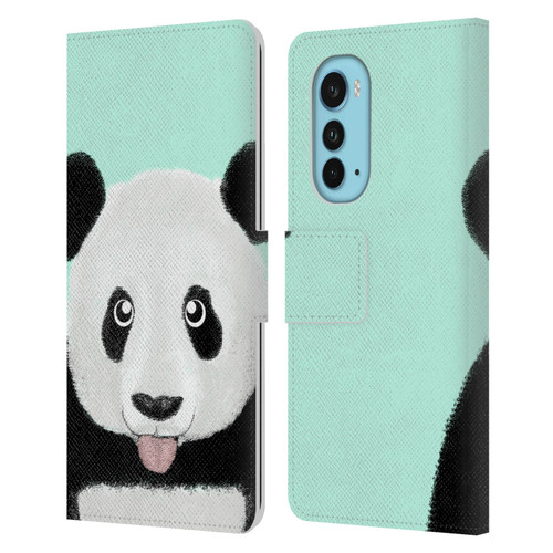 Barruf Animals The Cute Panda Leather Book Wallet Case Cover For Motorola Edge (2022)