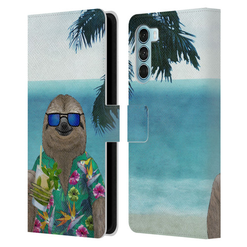 Barruf Animals Sloth In Summer Leather Book Wallet Case Cover For Motorola Edge S30 / Moto G200 5G