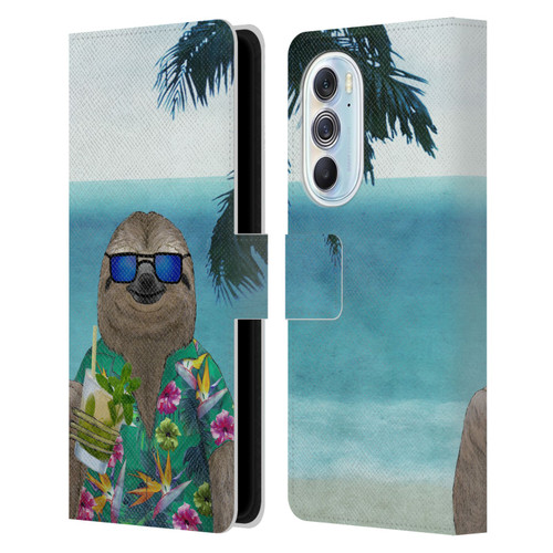 Barruf Animals Sloth In Summer Leather Book Wallet Case Cover For Motorola Edge X30