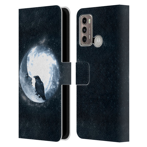 Barruf Animals Crow and Its Moon Leather Book Wallet Case Cover For Motorola Moto G60 / Moto G40 Fusion