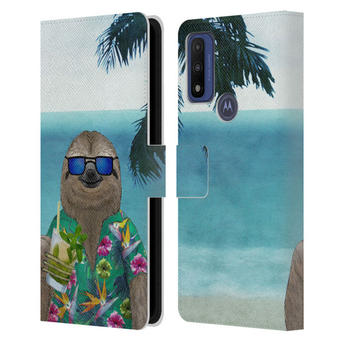 Barruf Animals Sloth In Summer Leather Book Wallet Case Cover For Motorola G Pure