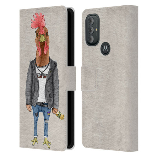 Barruf Animals Punk Rooster Leather Book Wallet Case Cover For Motorola Moto G10 / Moto G20 / Moto G30