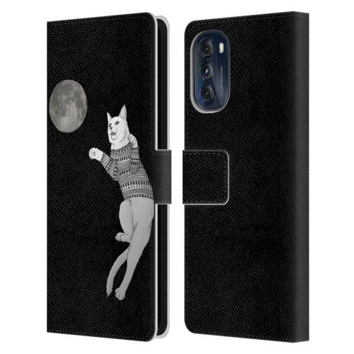 Barruf Animals Cat-ch The Moon Leather Book Wallet Case Cover For Motorola Moto G (2022)