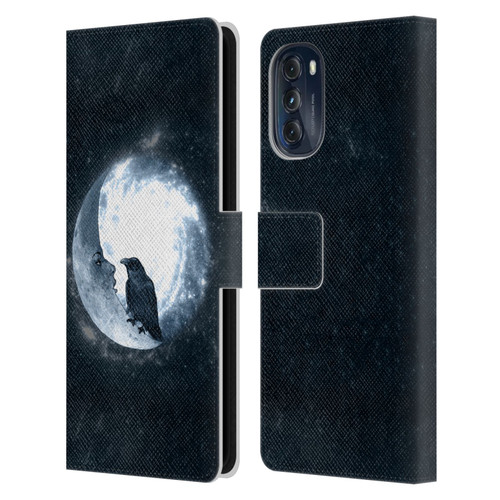 Barruf Animals Crow and Its Moon Leather Book Wallet Case Cover For Motorola Moto G (2022)