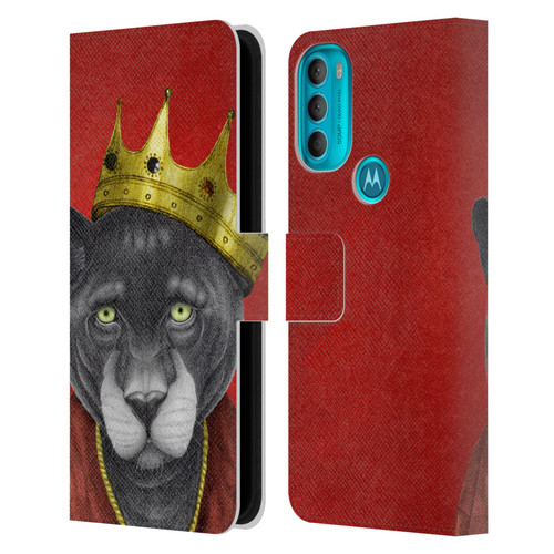 Barruf Animals The King Panther Leather Book Wallet Case Cover For Motorola Moto G71 5G