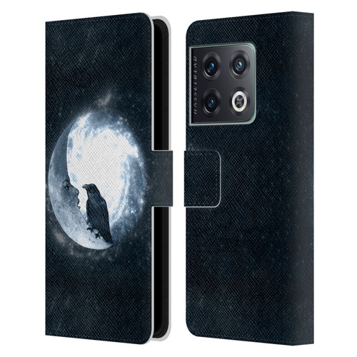 Barruf Animals Crow and Its Moon Leather Book Wallet Case Cover For OnePlus 10 Pro