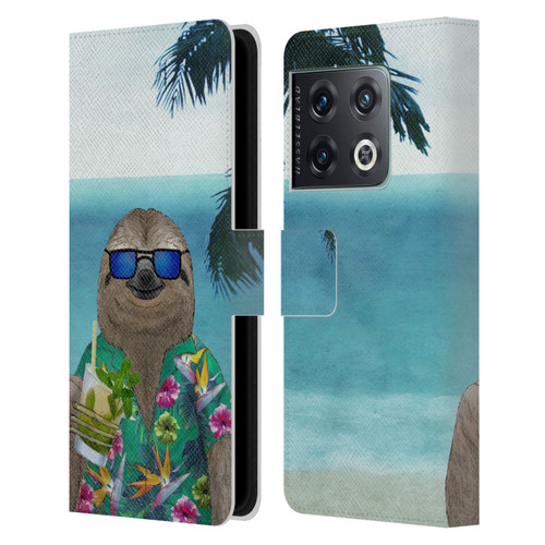 Barruf Animals Sloth In Summer Leather Book Wallet Case Cover For OnePlus 10 Pro