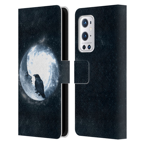 Barruf Animals Crow and Its Moon Leather Book Wallet Case Cover For OnePlus 9 Pro