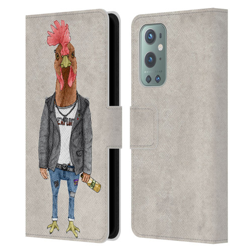 Barruf Animals Punk Rooster Leather Book Wallet Case Cover For OnePlus 9