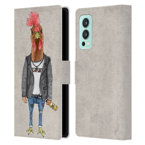 Barruf Animals Punk Rooster Leather Book Wallet Case Cover For OnePlus Nord 2 5G