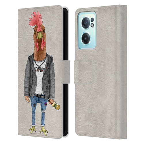 Barruf Animals Punk Rooster Leather Book Wallet Case Cover For OnePlus Nord CE 2 5G