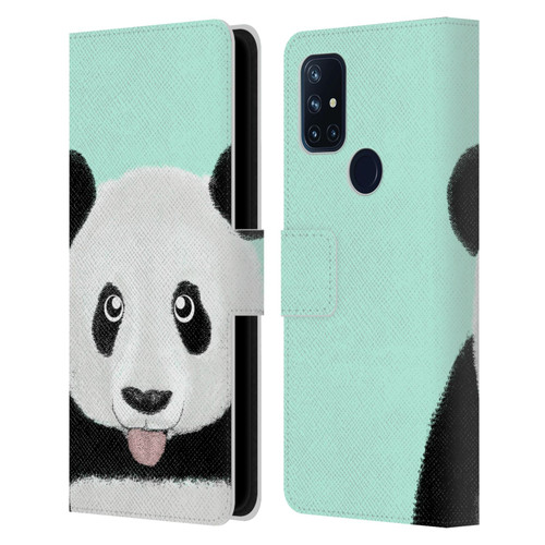 Barruf Animals The Cute Panda Leather Book Wallet Case Cover For OnePlus Nord N10 5G