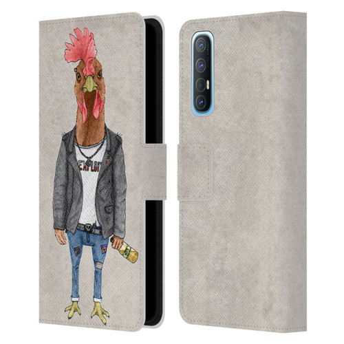 Barruf Animals Punk Rooster Leather Book Wallet Case Cover For OPPO Find X2 Neo 5G