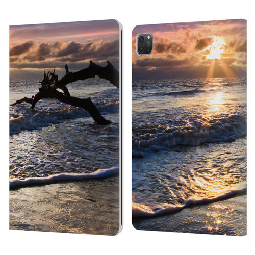 Celebrate Life Gallery Beaches Sparkly Water At Driftwood Leather Book Wallet Case Cover For Apple iPad Pro 11 2020 / 2021 / 2022