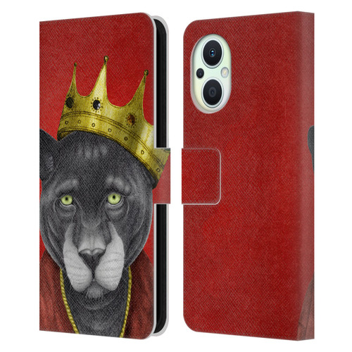 Barruf Animals The King Panther Leather Book Wallet Case Cover For OPPO Reno8 Lite