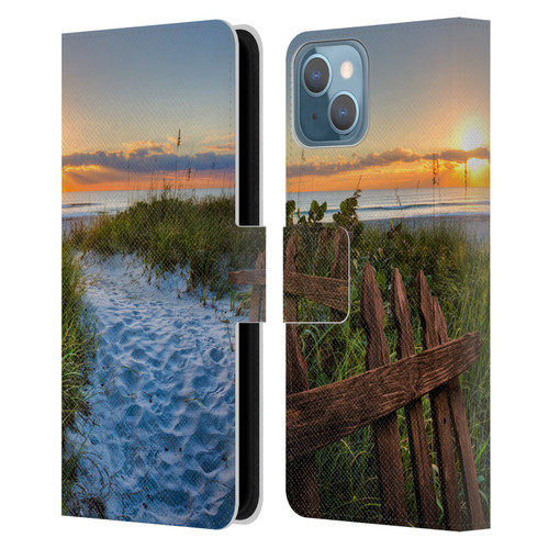 Celebrate Life Gallery Beaches Sandy Trail Leather Book Wallet Case Cover For Apple iPhone 13