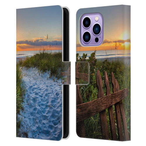 Celebrate Life Gallery Beaches Sandy Trail Leather Book Wallet Case Cover For Apple iPhone 14 Pro Max