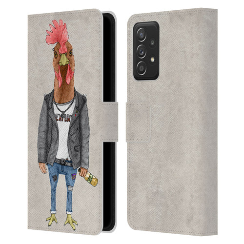 Barruf Animals Punk Rooster Leather Book Wallet Case Cover For Samsung Galaxy A52 / A52s / 5G (2021)