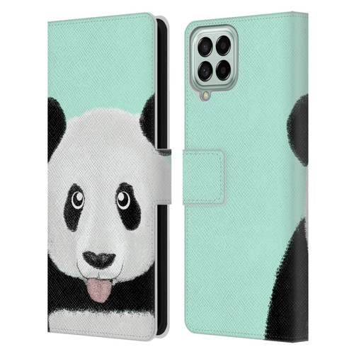 Barruf Animals The Cute Panda Leather Book Wallet Case Cover For Samsung Galaxy M33 (2022)