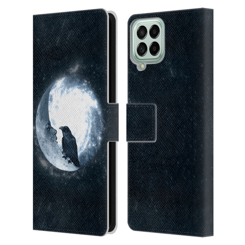 Barruf Animals Crow and Its Moon Leather Book Wallet Case Cover For Samsung Galaxy M33 (2022)