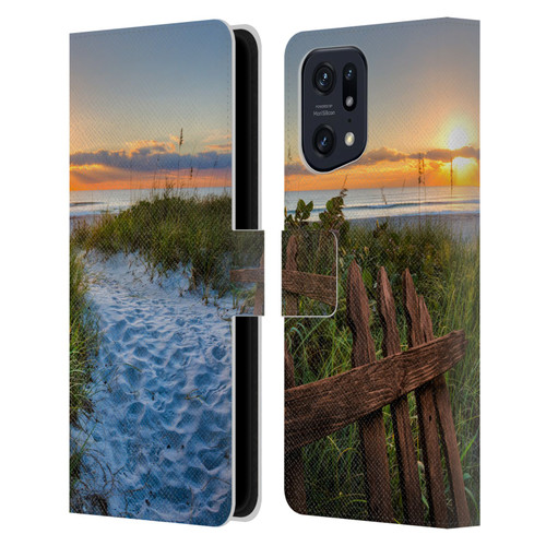Celebrate Life Gallery Beaches Sandy Trail Leather Book Wallet Case Cover For OPPO Find X5