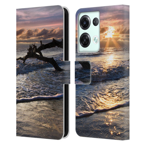 Celebrate Life Gallery Beaches Sparkly Water At Driftwood Leather Book Wallet Case Cover For OPPO Reno8 Pro