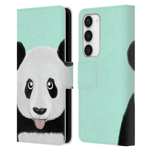 Barruf Animals The Cute Panda Leather Book Wallet Case Cover For Samsung Galaxy S23 5G