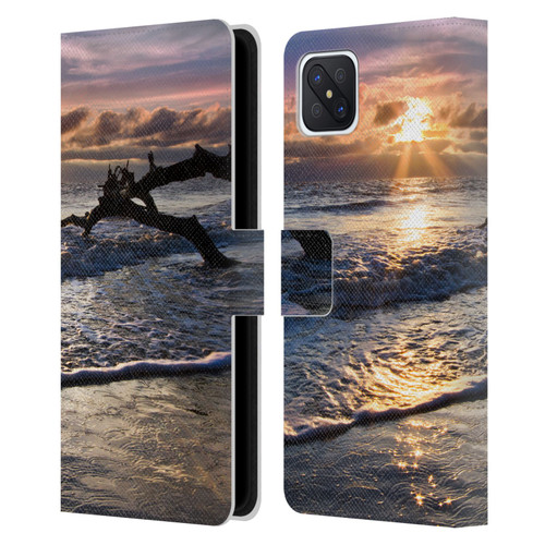 Celebrate Life Gallery Beaches Sparkly Water At Driftwood Leather Book Wallet Case Cover For OPPO Reno4 Z 5G