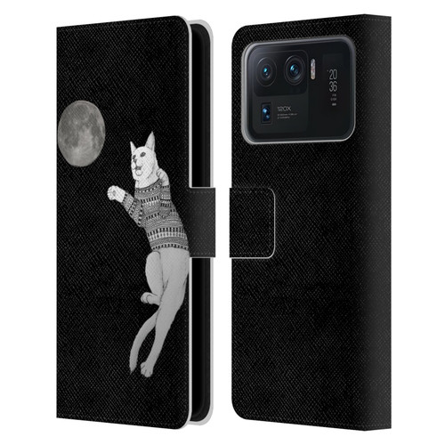 Barruf Animals Cat-ch The Moon Leather Book Wallet Case Cover For Xiaomi Mi 11 Ultra