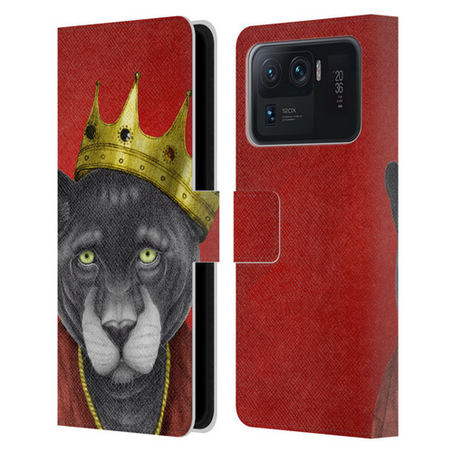 Barruf Animals The King Panther Leather Book Wallet Case Cover For Xiaomi Mi 11 Ultra