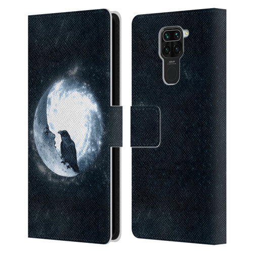 Barruf Animals Crow and Its Moon Leather Book Wallet Case Cover For Xiaomi Redmi Note 9 / Redmi 10X 4G