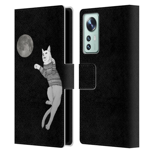Barruf Animals Cat-ch The Moon Leather Book Wallet Case Cover For Xiaomi 12