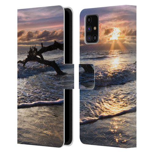 Celebrate Life Gallery Beaches Sparkly Water At Driftwood Leather Book Wallet Case Cover For Samsung Galaxy M31s (2020)