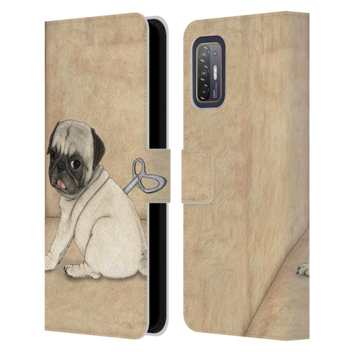 Barruf Dogs Pug Toy Leather Book Wallet Case Cover For HTC Desire 21 Pro 5G