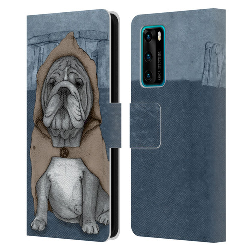 Barruf Dogs English Bulldog Leather Book Wallet Case Cover For Huawei P40 5G