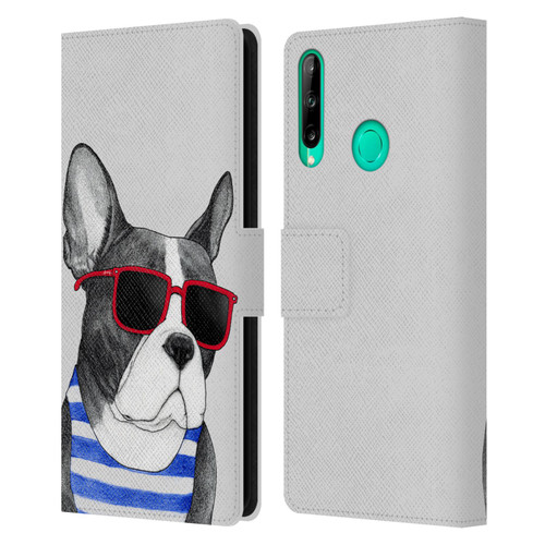 Barruf Dogs Frenchie Summer Style Leather Book Wallet Case Cover For Huawei P40 lite E