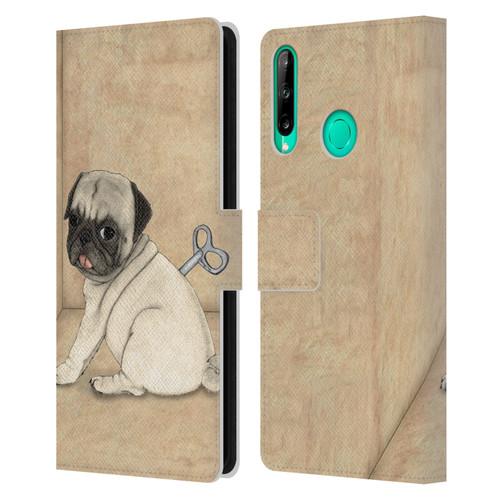 Barruf Dogs Pug Toy Leather Book Wallet Case Cover For Huawei P40 lite E