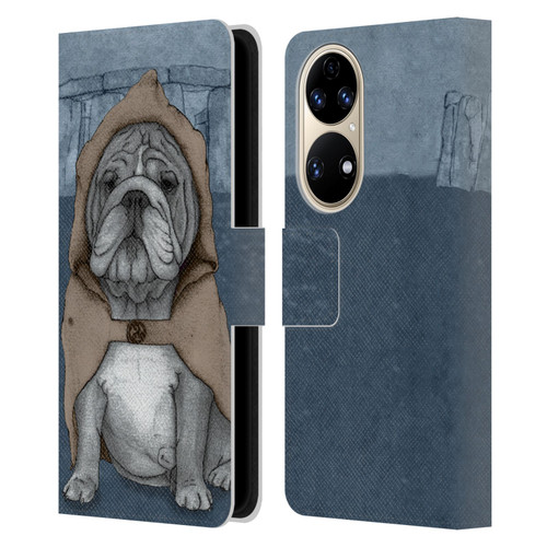 Barruf Dogs English Bulldog Leather Book Wallet Case Cover For Huawei P50
