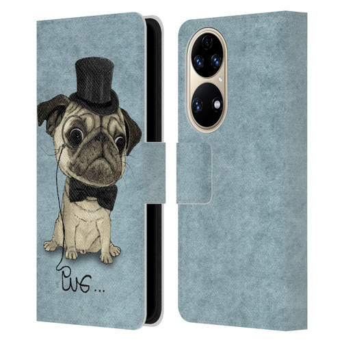 Barruf Dogs Gentle Pug Leather Book Wallet Case Cover For Huawei P50