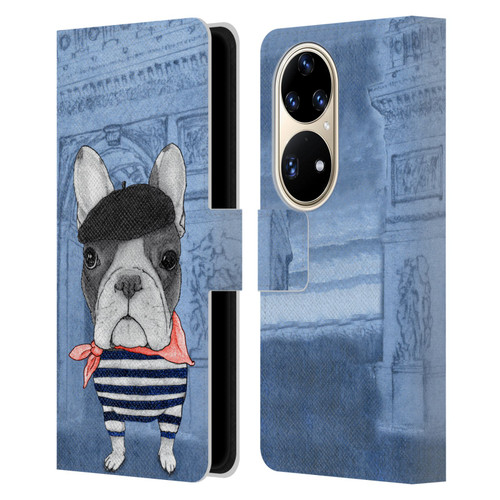 Barruf Dogs French Bulldog Leather Book Wallet Case Cover For Huawei P50 Pro