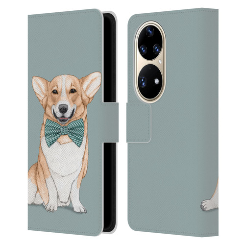 Barruf Dogs Corgi Leather Book Wallet Case Cover For Huawei P50 Pro