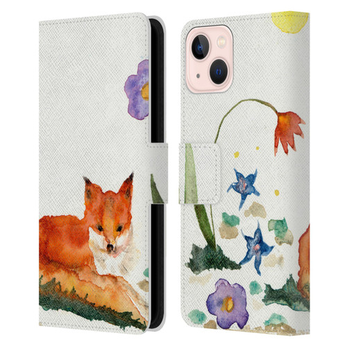 Wyanne Animals Little Fox In The Garden Leather Book Wallet Case Cover For Apple iPhone 13