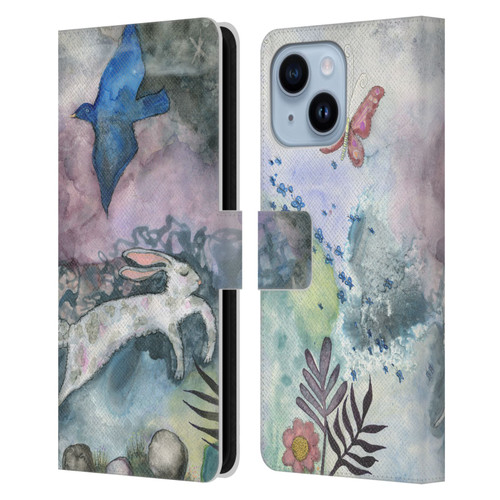 Wyanne Animals Bird and Rabbit Leather Book Wallet Case Cover For Apple iPhone 14 Plus