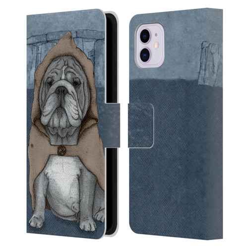 Barruf Dogs English Bulldog Leather Book Wallet Case Cover For Apple iPhone 11